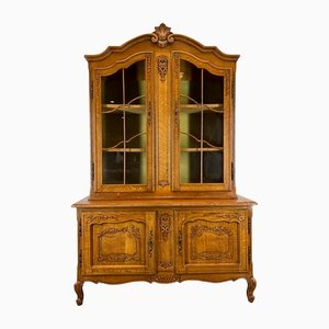 French Louis XIV Oak Bookcase Cabinet