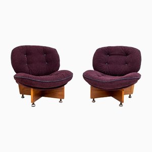 Mid-Century Lounge Chairs in Wood, Set of 2