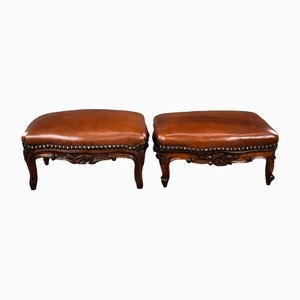 Victorian Leather Footstools, Set of 2