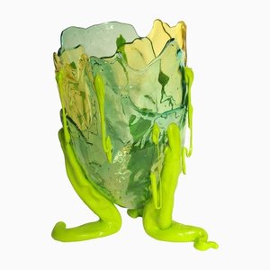 Vase aus klarem, klarem Aqua, gelbem und mattem Kalk von Gaetano Pesce für Fish Design