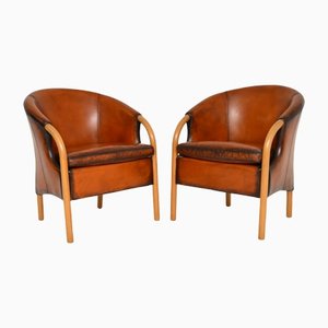 Vintage Danish Leather Armchairs by Stouby, Set of 2