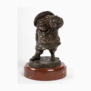 Bronze Character on Cherry Marble Base, 19th-Century