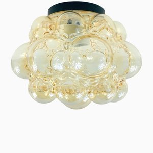 German Amber Bubble Glass Flush Mount or Ceiling Lamp by Helena Tynell for Limburg, 1960s