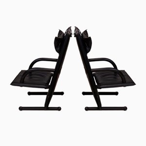 Set de Chaises T-Line Vintage en Cuir par Burkhard Vogtherr pour Arflex, Italie