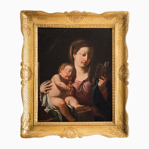 Vierge à l'Enfant Endormi, Naples, Fin du 18ème Siècle, Huile sur Toile, Encadrée