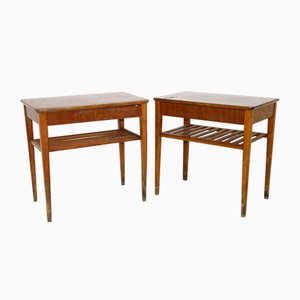 Mahogany Bedside Table by Ferdinand Lundqvist, Sweden, 1960, Set of 2