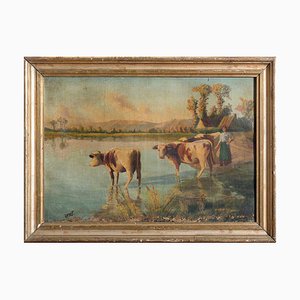 Lapont Pastoral Scene, 19th-Century, Oil on Canvas, Framed