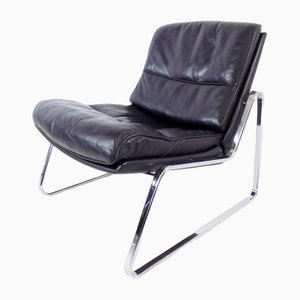 Black Leather Lounge Chair by Gerd Lange for Drabert