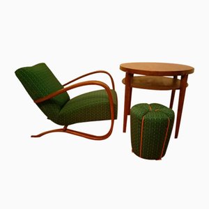 H269 Armchair with Table and Stool by Jindřich Halabala for Up Závody, Set of 3