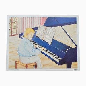 Poster scolastico raffigurante bambino, pianoforte e Faust
