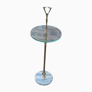 Round Italian Gueridon Table in Brass, Glass and Marble by Cesare Lacca, 1950s