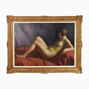 Szabo Istvan, retrato desnudo, siglo XX, óleo sobre lienzo, enmarcado