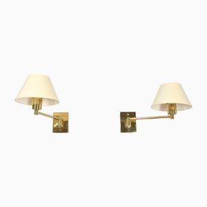 Mid-Century Sconces in Brass with Swivel Arm by George W. Hansen for Metalarte, Set of 2