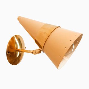 Adjustable Cream & Gold Cone Wall Lamp