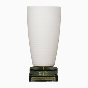 Lámpara de mesa de cristal de Murano y latón, años 80