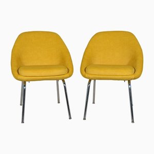 Set of Small Chrome and Fabric Armchairs, 1960s