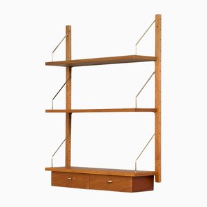 Mid-Century Danish Entry Wall Unit with Small Console and 2 Shelves