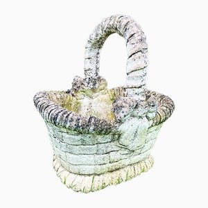 Concrete Garden Basket-Jardinière with Faux Basket Weave