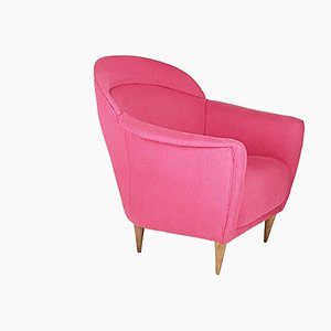 Italienischer Sessel mit pinkem Bezug, 1950er