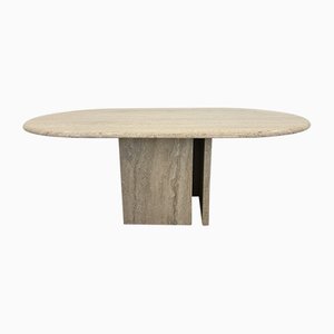 French Coffee Table in Travertine and Marble, 1960s