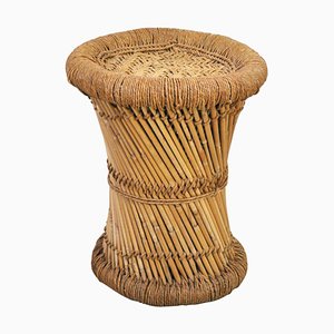 Vintage Stool in Bamboo and Rattan
