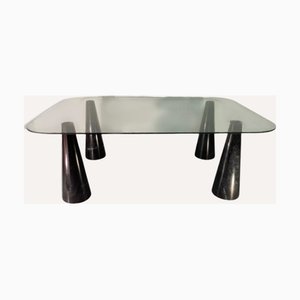 Table Basse Géométrique en Marbre Noir de Style Massimo Vignelli