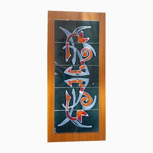 Vintage Ceramic Plaque with Abstract Patterns