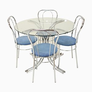 Dining Table & Chairs, Italy, 1980s, Set of 5