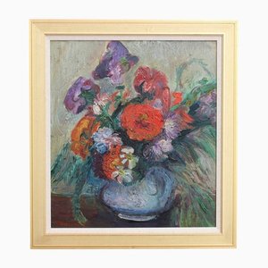 Bouquet de Fleurs, Bouquet of Flowers, 1982, Oil on Board, Framed