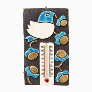 Vintage French Ceramic Thermometer and Casing by Mithé Espelt, 1960s