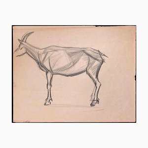 Die Ziege, Original Zeichnung, frühes 20. Jh