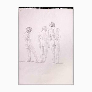 Anthony Roaland, Three Boys, Original Zeichnung, 1980er