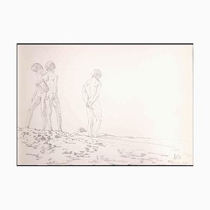 Anthony Roaland, Teens at the Beach, Original Drawing, 1981