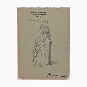 Pierre Georges Jeanniot, Woman, Original Drawing, Early 20th-Century