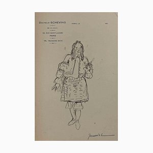 Pierre Georges Jeanniot, Man in Costume, Original Drawing, Early 20th-Century