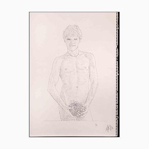 Anthony Roaland, Boy with Bunch of Grapes, Original Drawing, 1981