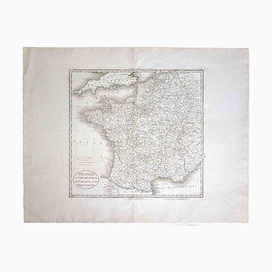 Mappa della Francia, acquaforte originale, 1820