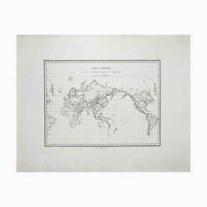 Carte du Monde, Gravure Originale, 1820