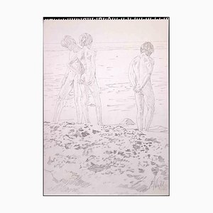 Anthony Roaland, Teens at the Beach, Dibujo original, 1982