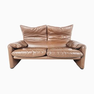 Leather Maralunga Sofa by Vico Magistretti for Cassina