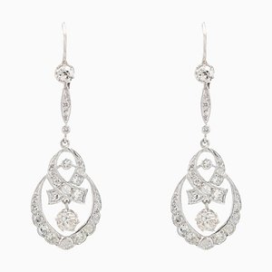 20th Century Diamonds 18 Karat White Gold Dangle Earrings, Set of 2