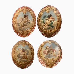 Dipinti figurativi allegorici, XIX secolo, olio su tela, con cornice, set di 4