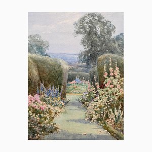 Theresa Sylvester Stannard, Summer Garden, Early 20th Century, Watercolor on Card
