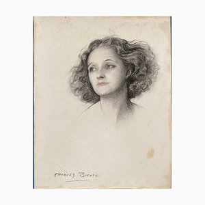 Charles Buchel, Portrait Study of Beauty, Chalk & Charcoal