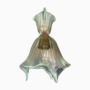 Venetian Transparent Murano Glass Lantern with Gold Hues, 1970s