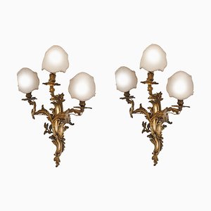 Louis XV Style Gilded Bronze Wall Lights, 19th Century