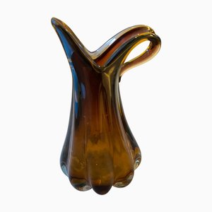 Braune Mid-Century Modern Vase aus Muranoglas von Flavio Poli, 1970er