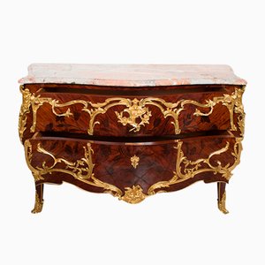 Antique Napoleon III Wood Chest of Drawers with Fjordipesco Marble Top, France, 1800s