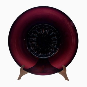 Large Dark Amethyst-Colored Plate in Blown Murano Glass by Vittorio Zecchin, 1920s