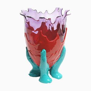 Vaso Clear Extracolor lilla, rosso opaco e turchese di Gaetano Pesce per Fish Design